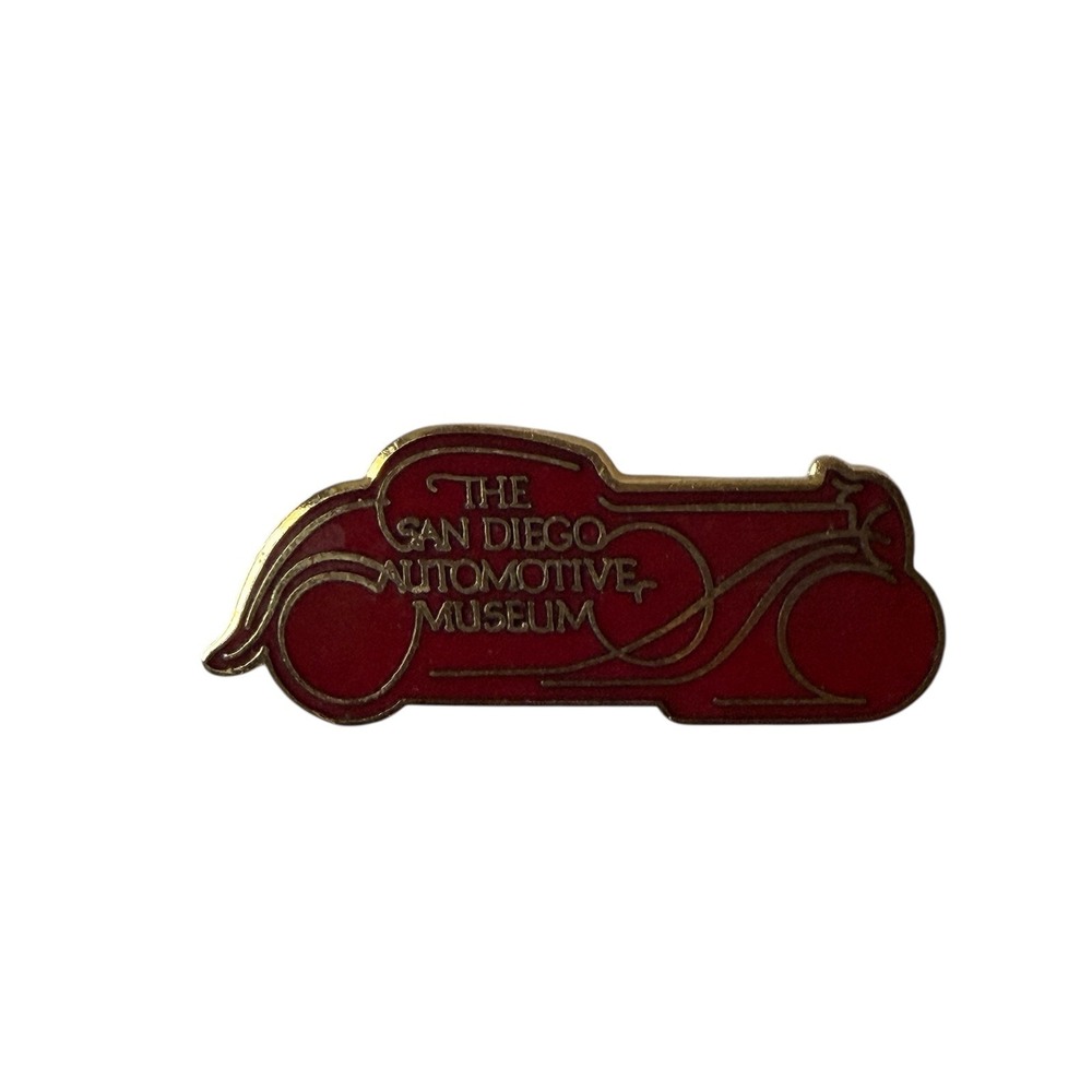 San Diego Automotive Museum Motorcycle Pin Red Gold Tone Vintage Gift Creations